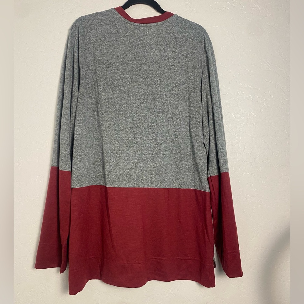Nike Heather Gray Maroon Long Sleeve Top Men's Sz Large athletic to casual wear - Picture 2 of 11